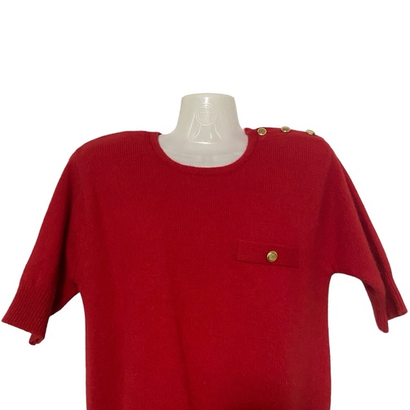 Vintage SK & Company Lambswool Angora Puffy Shoulder Sweater Red - Picture 2 of 13